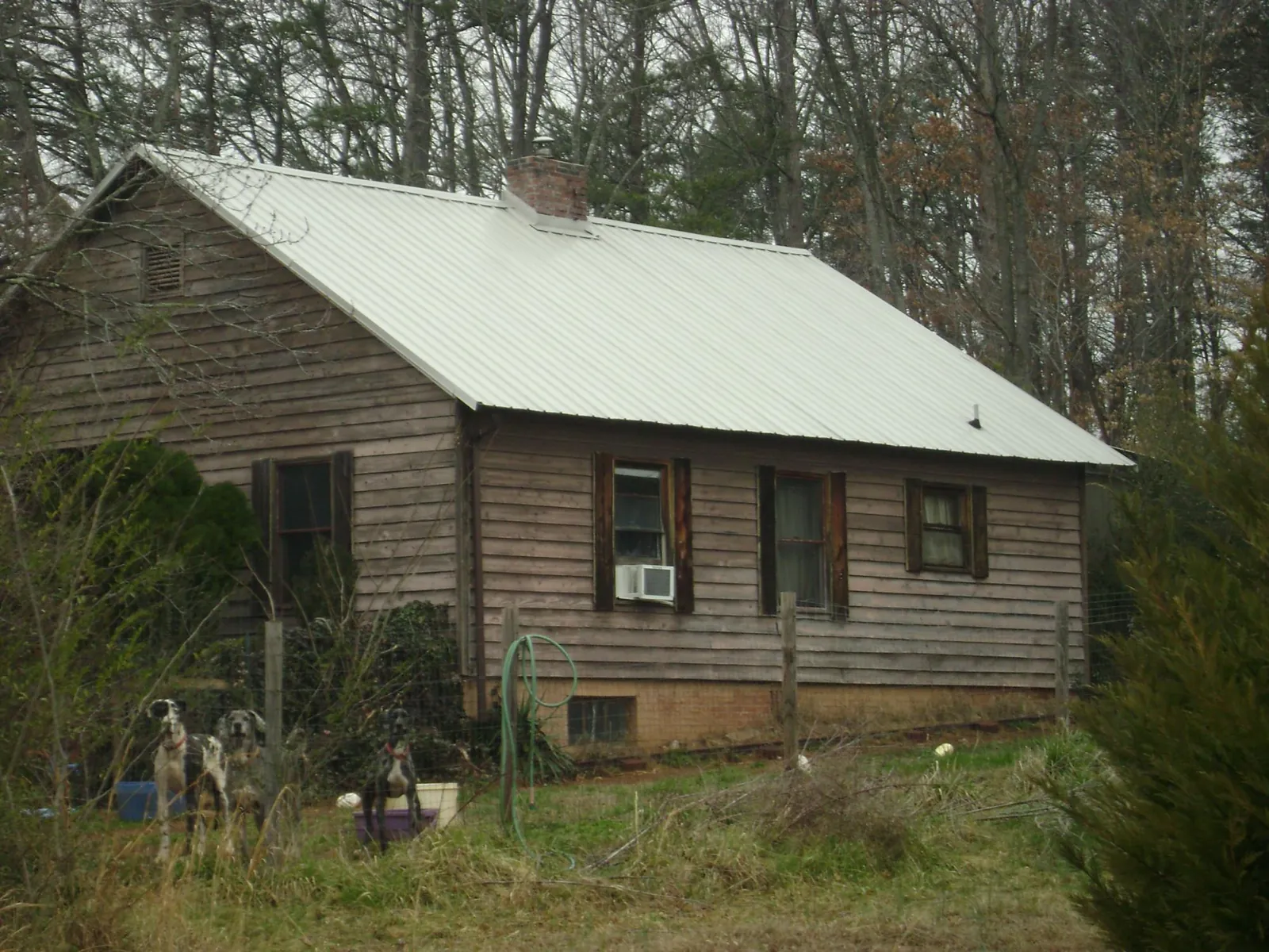 White metal roof on an old wood sided farmhouse, from a Asphalt Shingle Roof Repair job in Coraopolis